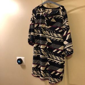 Geometric Design Shift dress Navy White Pink